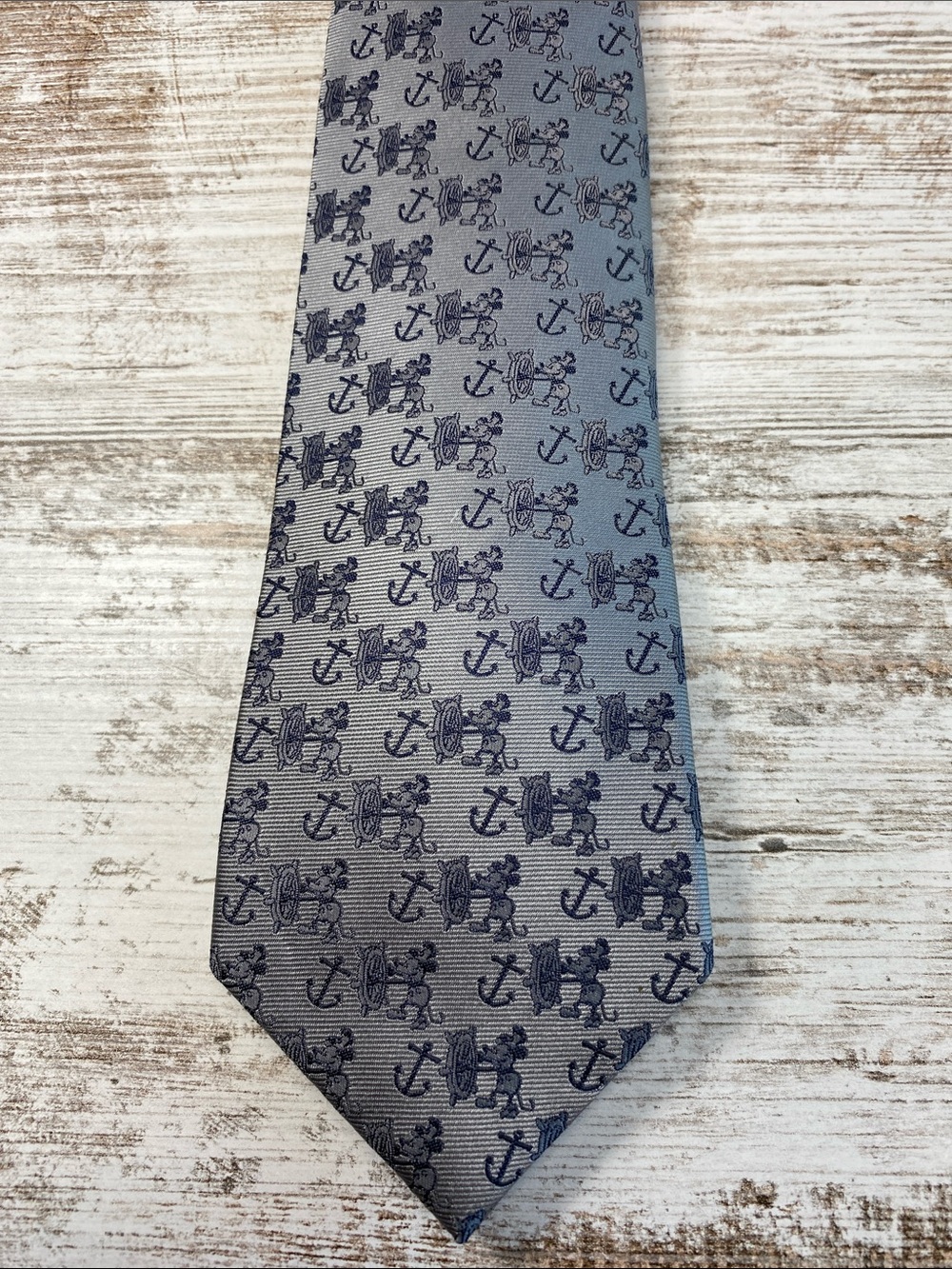 Disney 100 Mickey Mouse Sailing Anchor 100% Silk Tie 60x3 NWT